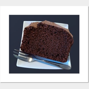 Sweet Food Chocolate Cake on Plate with Fork Posters and Art